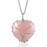 Tree of Life Heart Crystal Necklaces for Women, Moonstone Necklace October Birth