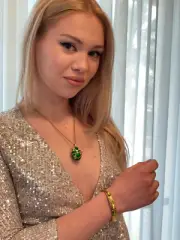 Peridot Birthday Jewelry set Gift for girlfriend FAberge egg 24k Handmade style