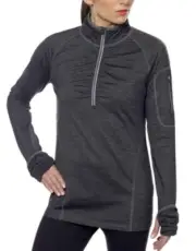 Kirkland Signature Womens Active 1/4 Quarter Zip Ruffled Pullover Gray XS New