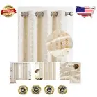 Boho Linen Blend Curtains - 96 Inch Gold Foil Geometric Light Filtering Panels