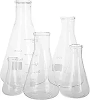 iplusmile High-Temperature Resistant 5pc Erlenmeyer Flasks Laboratory Glassware Set Graduated Beakers 50ml to 1l Chemistry Flask Lab Equipment