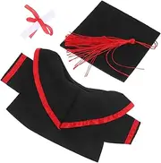 MERRYHAPY Graduation Costume for Dolls Desktop Piggy Bank Hand-pressed Big Nose Costumes Animal Wallet Birthday Party Supplies Hats Grad Cap Cloth Red