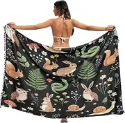 [RPLIFE] Woodland Animals Owls Sarong Beach Swimsuit Cover Up, Summer Long Plus Size Beach Sarong, Large, Woodland Animals Owls, Medium