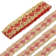 10 Yard Sequins Beaded Lace Trim 2.36" Sequins Lace Mesh Ribbon Red