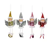 C91 4PCS Christmas Decoration Sequin Wings Girl Pendant Creative Christmas Angel Pendant Hanging Christmas Gift Christmas Ornaments