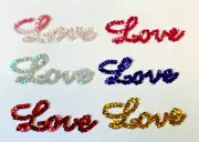 6PC Lot SWEET SEQUIN WORD Sew On DIY - Craft
