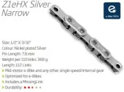 KMC Bike Chain - Z1EHX Narrow - Single Speed - 1/2" X 3/32" X 112L - Silver