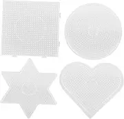 Generic 4pcs Transparent DIY Bean Puzzle Templates for Geometric Shapes Stencil Kit Enhance Creativity Spatial Thinking Safe Educational Tool for Home School Use