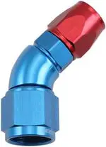 Aeroflow Stepped 45 Degree End -6 Hose to -8AN Reducer Hose End Blue Teflon - AF572-06-08D
