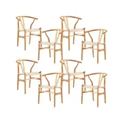 Anemone Set of 8 Wishbone Dining Chair Beech Timber Replica Hans Wenger Natural