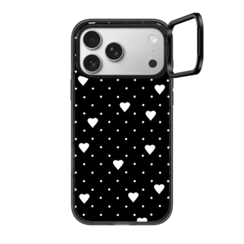iPhone 17 Pro Max Impact Ring Stand Case MagSafe Compatible Pin Point Hearts Black