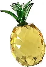 HEALEEP 1Pc Handmade Pineapple Crystal Ornament Creative Decorative Table Stand for Home Office Chic Yellow Design for Festivals Desktop Display