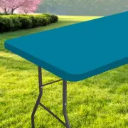 Rectangle Table Cloth, Waterproof Elastic Fitted Tablecloth for 4 Foot Foldin...