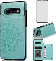 Asuwish Phone Case for Samsung Galaxy S10e with Tempered Glass Screen Protector and Wallet Cover Leather Flip Card Holder Stand Cell Accessories Glaxay S 10e Gaxaly 10se Galaxies Se10 Women Men Green