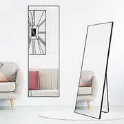 Full Length Mirror 70x170cm Black Aluminium Frame Freestanding HD Reflection Explosion-Proof Glass Minimalist Design for Bedrooms Dressing Rooms Modern Home Décor