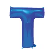 Royal Blue T Alphabet Foil Balloon 86cm Birthday Party Decor Supplies AUS Stock