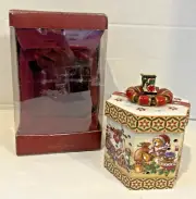 RARE VINTAGE VILLEROY & BOCH CHRISTMAS TOYS BEAR VOTIVE CANDLE BOX MINT HTF