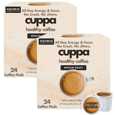 Cuppa Healthy Mushroom Coffee Single Serve Pods K-Cups with Lion's Mane & Ash...