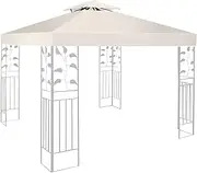 Gazebo Canopy Replacement Cover 3m x 3m, 2-Tier Roof, Waterproof, UV Resistant, Beige Polyester, Party Style, Top Only