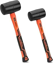 HORUSDY 2Pc Rubber Mallet Hammer, 8oz and 16oz Rubber Hammer, with Fiberglass Rubber Non-Slip Handle