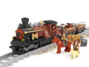 Railway Conveyance Trains 25813 Steam Locomotive w/Livestock Car Building Blocks