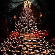 2024 Upgrade Halloween Pumpkin Waterfall Lights, 360 LED Orange Hanging String With Spider Web, 8 Modes Plug-in Twinkle Waterproof for Indoor Outdoor Yard Party Patio Home Decor
