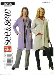 Butterick See & Sew B6406 Unlined Sweater Jacket or Coat Sz 4-26 UNCUT Pattern