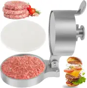 Burger Press, Adjustable Hamburger Press Patty Maker with 100 Patty Paper, Non-S