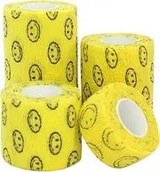 4 Rolls Elastic Non-Woven Pet Self-adhesive Bandage First Aid Medical Wrap for Dog，Cat，Horse (Yellow)
