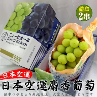 【WANG 蔬果】日本麝香無籽葡萄1房x2盒(450-500g/串_禮盒/空運直送)