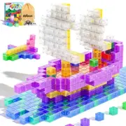 64PCS Magnetic Blocks Building Toys - Transparent Rainbow Magnetic Cubes Set,...