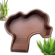 Turtle Water Bowl | Reptile Habitat Turtle Bathing Pool,Decoration Basin Landscaping Basking Platforms Aquarium Ornament for Hermit Crab Lizard Bearded Dragon Snake