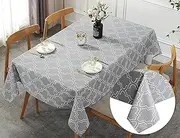 Excovip Cotton Linen Fabric Tablecloth-Washable Table Cloth-Wrinkle Free Anti-Fading,Dust-Proof Table Cover for Kitchen Dining, Party, Holiday, Christmas, Buffet(Oblong, 6-8 Seats, 150x213CM,Gray)