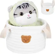 Abaodam Nursery Storage Basket Organizer Adorable Bear Pattern Fabric Bin Portable Space Saving Design for Diapers Clothes Durable with Dual Reinforced Handles