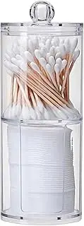 Clear Jar Organizer Plastic Acrylic Cotton Round Dispenser Case Cotton Balls Cotton Swabs Makeup Pads Cosmetics Storage