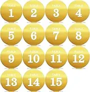 Acrylic Wedding Table Numbers 1-15 with Stands, Round Mirror Gold/Silver Table Number Signs and Holders for Wedding Reception, Party, Event, Centerpiece Decoration (Gold)