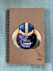 Thanos Paint Sketch / 100 Page Spiral Notebook, 5" x 7" Brown Cardstock Cover