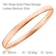 Bracelet Real 18k Rose Gold Filled Solid 5mm Bangle Cuff Ladies Medium Sz 65mm