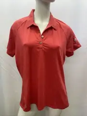 Adidas Climacool Coral Womens Golf Polo Shirt XL Red Circle Pattern Short Sleeve