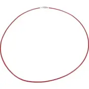 Red Leather Cord Necklace Sterling Silver Clasp 16"