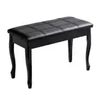 HONEY JOY Keyboard Seat w/Storage Box 19.5" Wood Frame Leather Upholstery Black