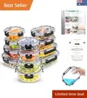12-Pack Airtight Borosilicate Glass Containers - Leak-Proof Meal Prep Solution