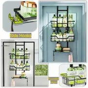 3 Tier Over Door Shower Caddy with Soap Holder and 4 Hooks