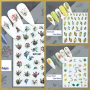 Flowers Leaf Nail Sticker Geometric Shapes Lines Dots Flower Hand Nail Decals