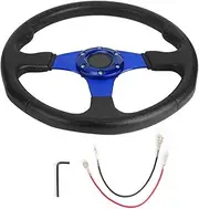 Drifting Steering Wheel 350mm 14in Racing Car Sport Deep Dish 6 Bolts Universal Modified Accessory Blue for Car Enthusiasts (Blue)