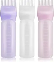 Gezimetie 3 Pack Root Comb Applicator Bottle for Hair Dye Application, 6 Ounce with Graduated Scale, Plastic, 6.7 x 1.8 inches, 3 Count, Home, Beauty School, Barber Shop, Travel