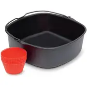 Air Fryer Non-Stick Baking Pan for Philips Airfryer,Power Airfryer,Silicone Oven Mitts Air Fryer Accessories 7inch Black