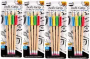 16Pc HB Pencils - Bright School Kids Foam Pencil 4 Assorted Colours Comfort Grip
