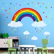 BASHOM BS-114 Rainbow Wall Stickers Nursery Bedroom Kids Room Peel and Stick Removable Decals Girls Decor Art Decal Sticker Decoration Baby Unicorn Living Colorful Home