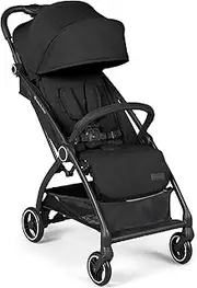 Ickle Bubba Aries Auto-Fold Stroller – Ultra-Lightweight (6.1kg), Compact One-Touch Fold, Multi-Position Recline, Large Seat & Shopping Basket, UPF 50+ Sun Hood, Includes Rain Cover (Black)